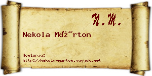 Nekola Márton névjegykártya